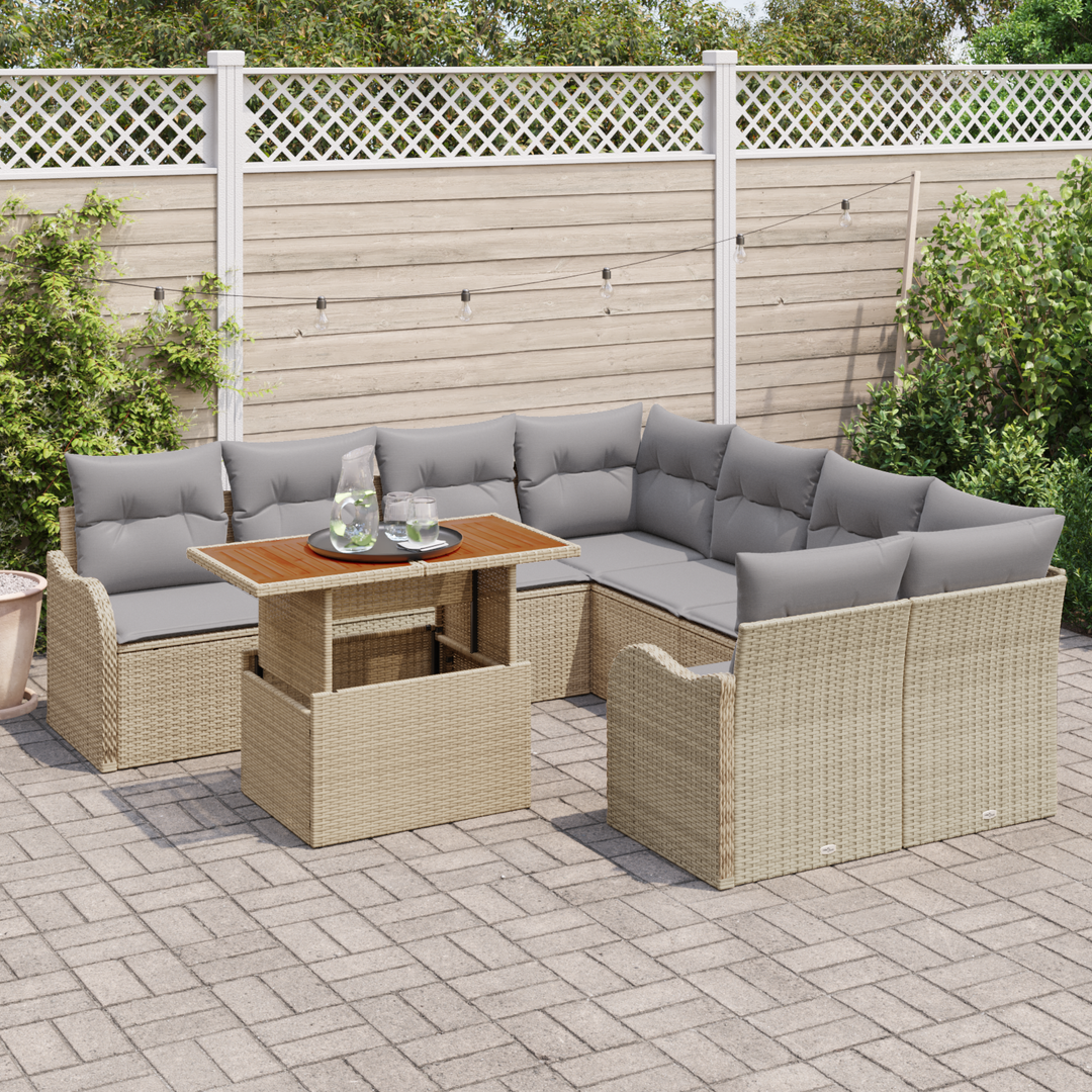 Havesofa Sæt med pude 7 pcs beige og lysegrå