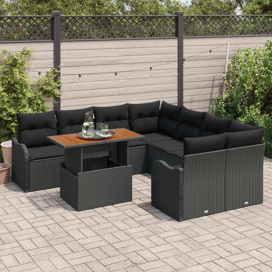 Havesofa Sæt med pude 7 pcs Sort