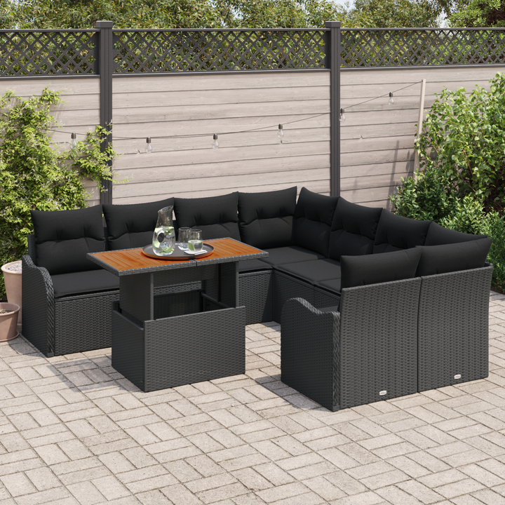 Havesofa Sæt med pude 7 pcs Sort