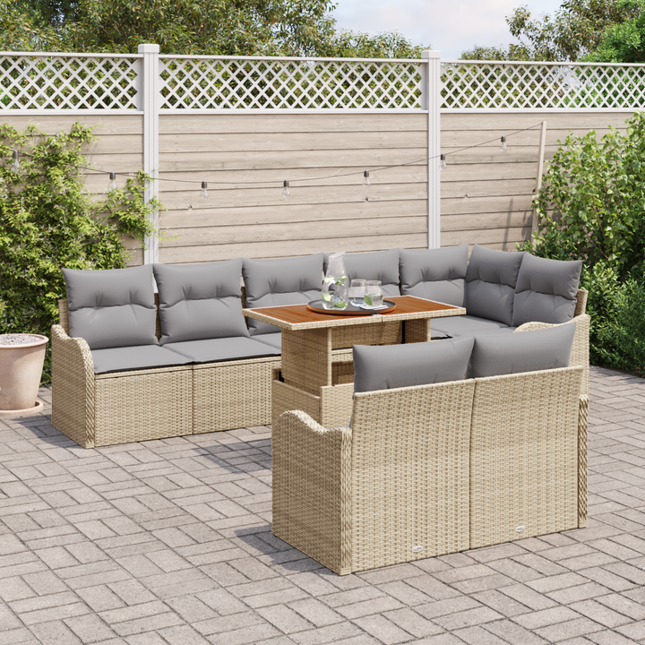 Havesofa Sæt med pude 9 pcs beige og lysegrå