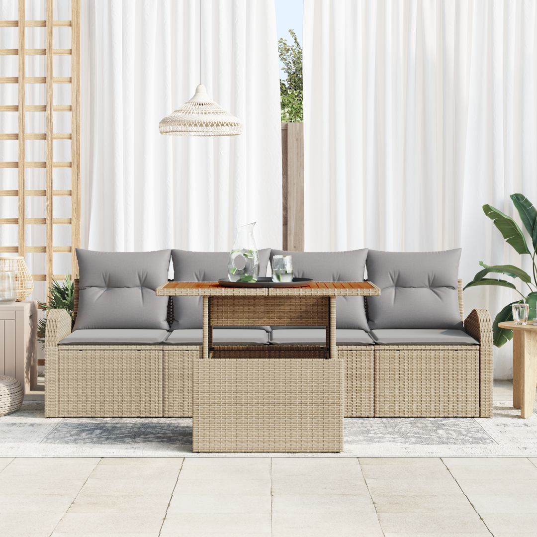 Havesofa Sæt 5 pcs beige og lysegrå