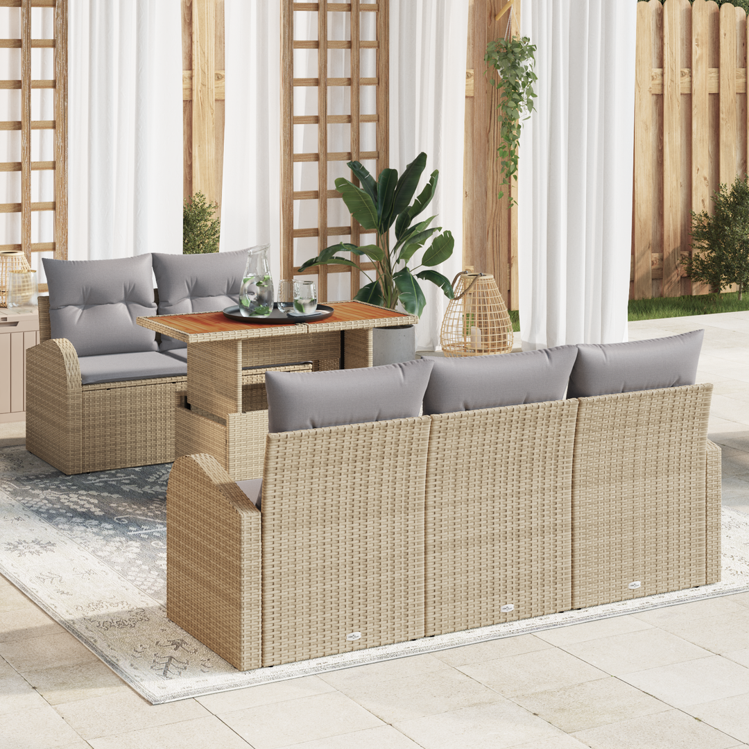 Havesofa Sæt med pude 6 pcs beige og lysegrå