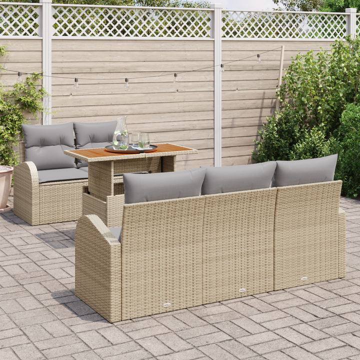 Havesofa Sæt med pude 6 pcs beige og lysegrå