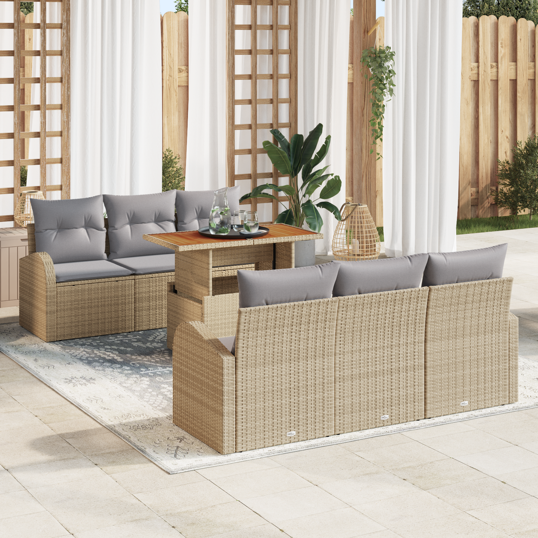 Havesofa Sæt med pude 7 pcs beige og lysegrå