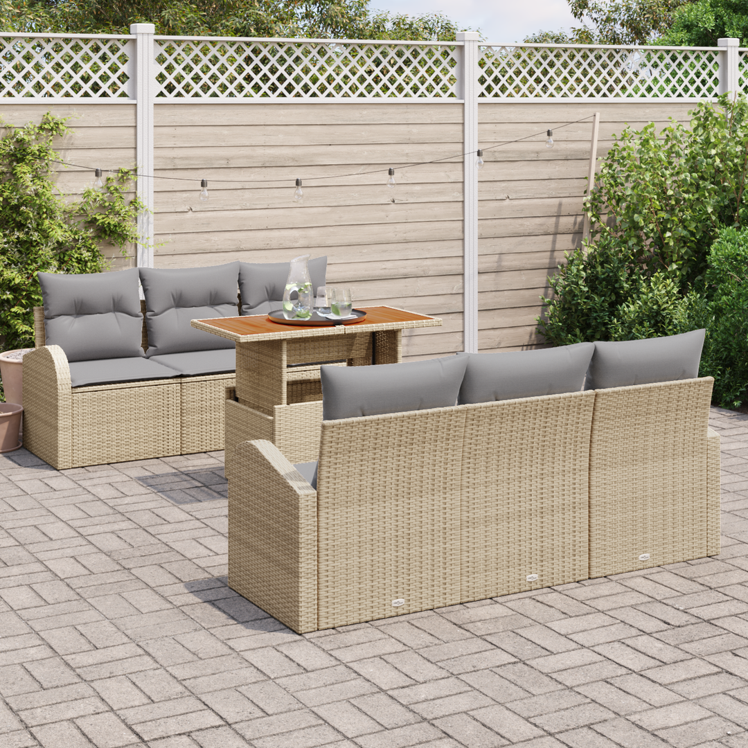 Havesofa Sæt med pude 7 pcs beige og lysegrå