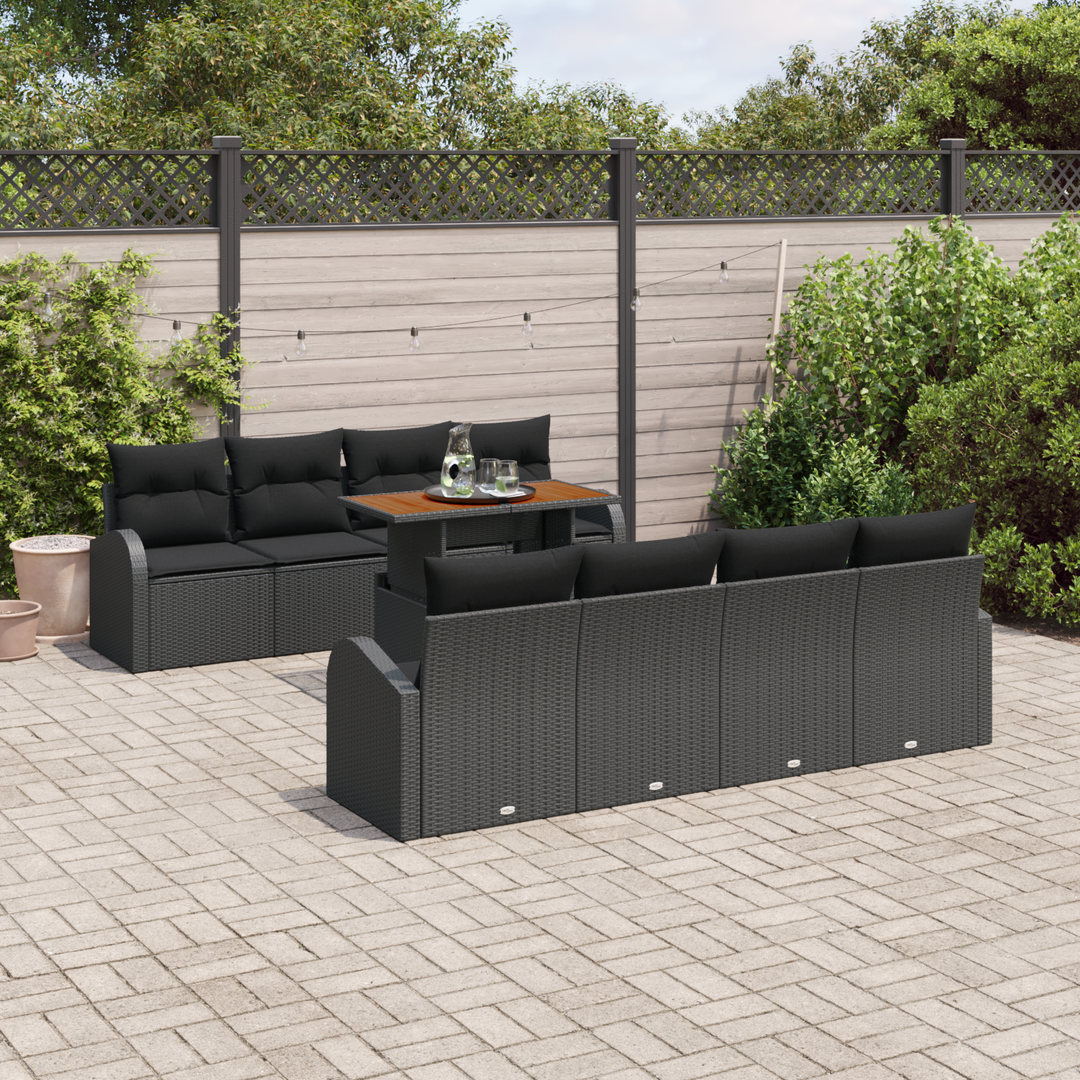 Havesofa Sæt med pude 7 pcs Sort