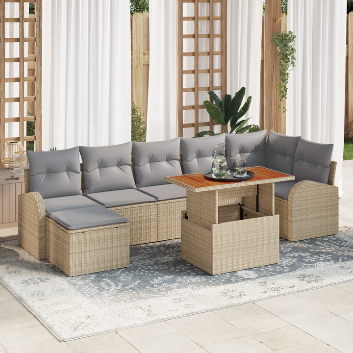 Havesofa Sæt med pude 8 pcs beige og lysegrå