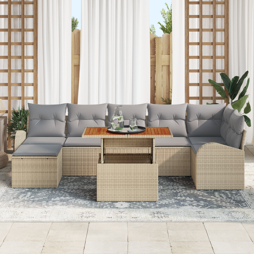 Havesofa Sæt med pude 8 pcs beige og lysegrå