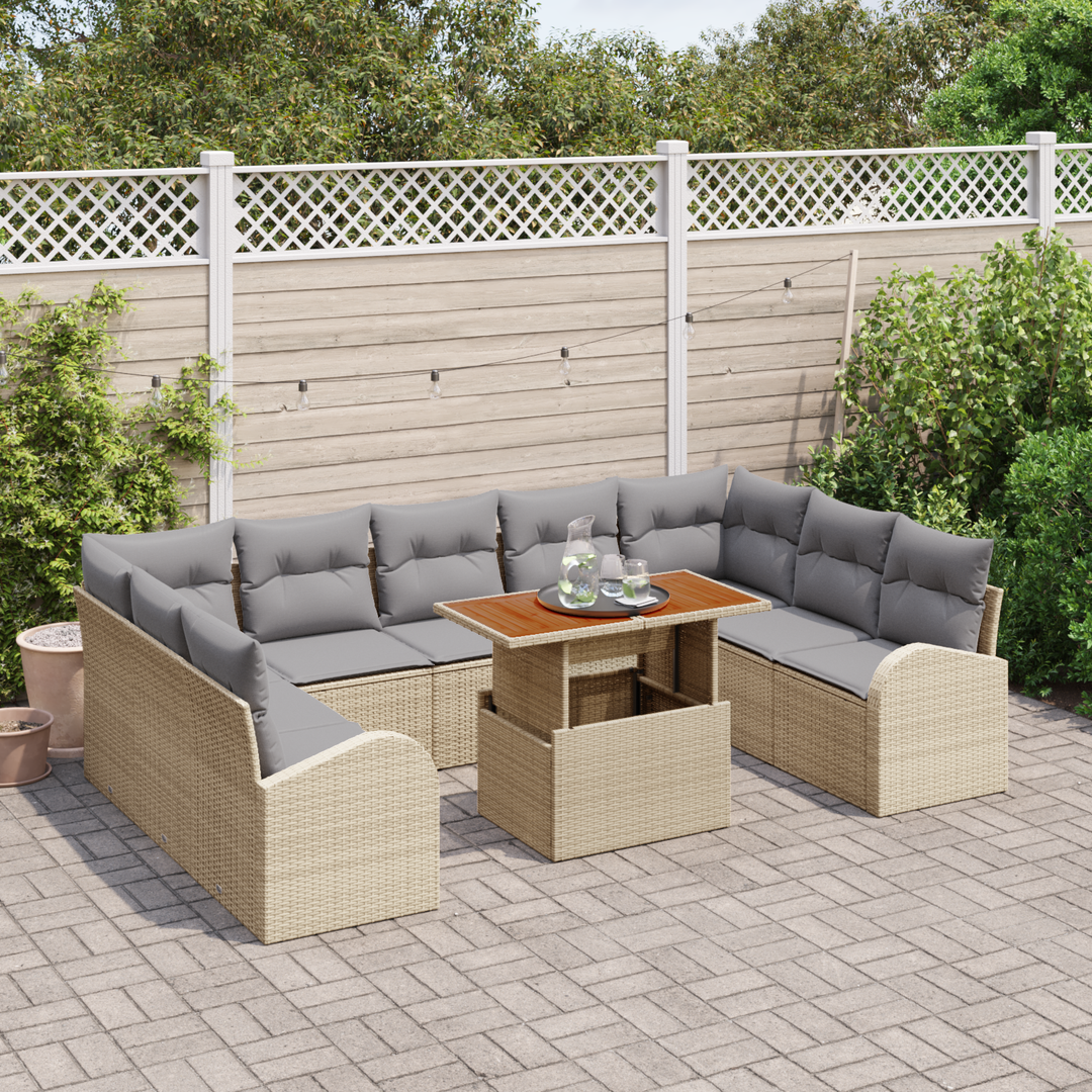 Havesofa Sæt med pude 10 pcs beige og lysegrå