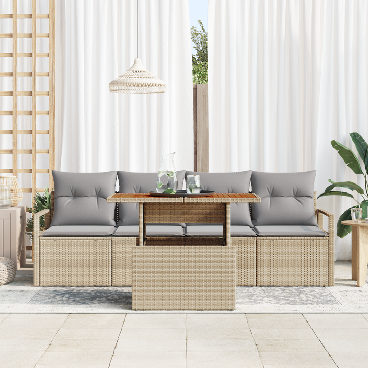 Havesofa Sæt med pude 5 pcs beige og lysegrå