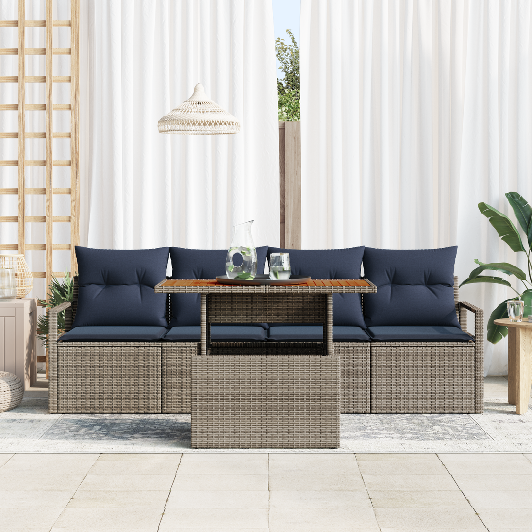 Havesofa Sæt med pude 5 pcs grå og marineblå