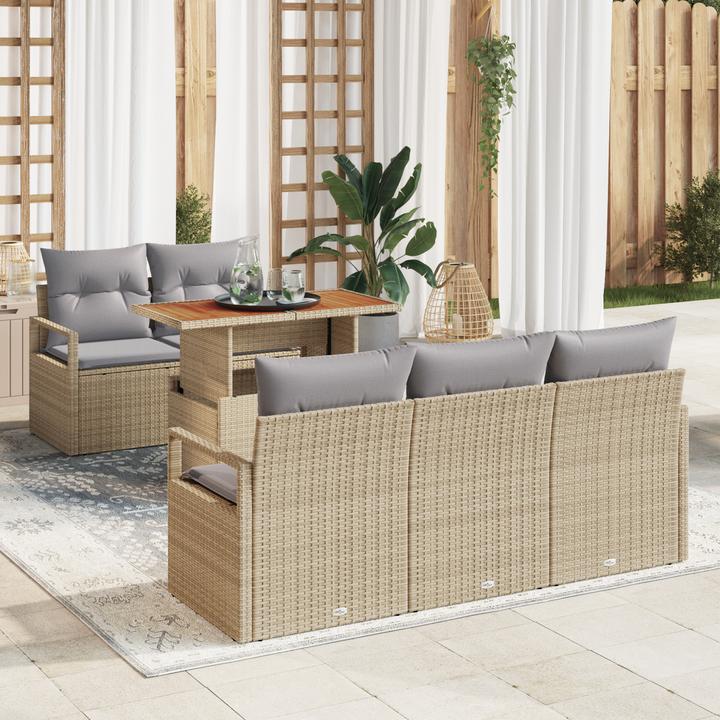 Havesofa Sæt med pude 6 pcs beige og lysegrå