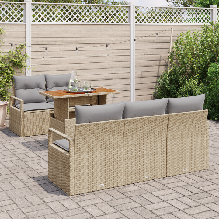 Havesofa Sæt med pude 6 pcs beige og lysegrå