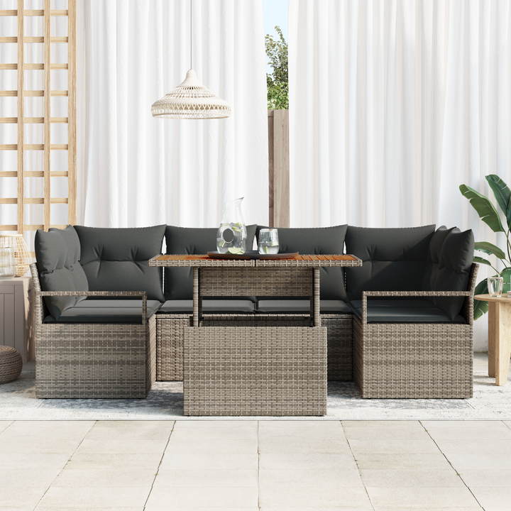 Havesofa Sæt med pude 7 pcs Grå
