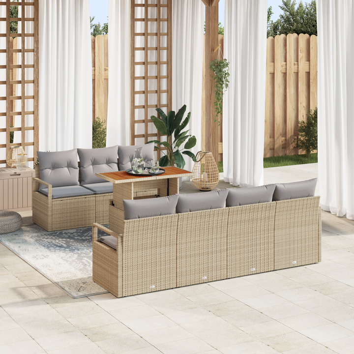 Havesofa Sæt med pude med pude 8 pcs Beige og grå