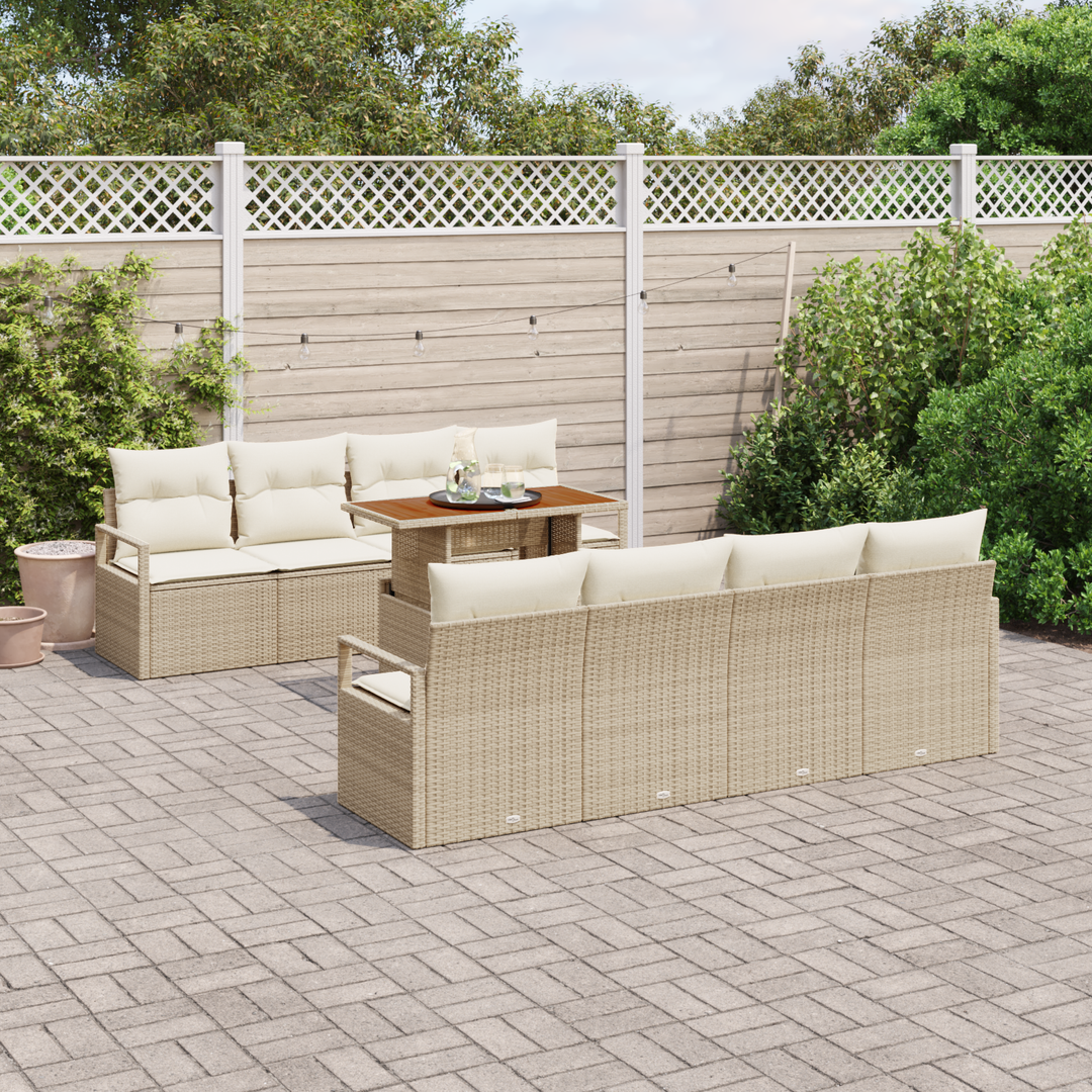 Havesofa Sæt med pude med pude 9 pcs Beige og creme