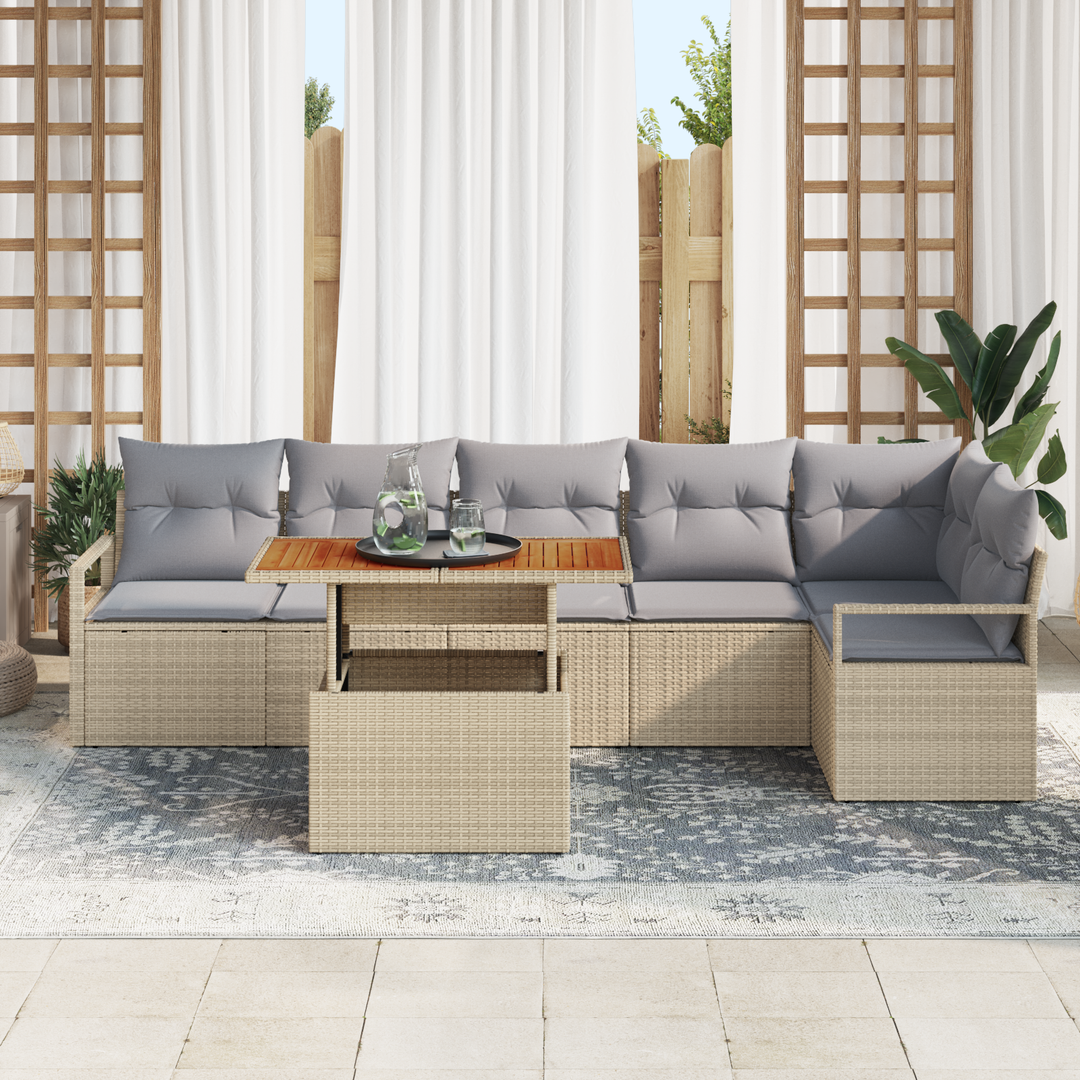Have Spisebordssæt med pude 7 pcs Beige og grå