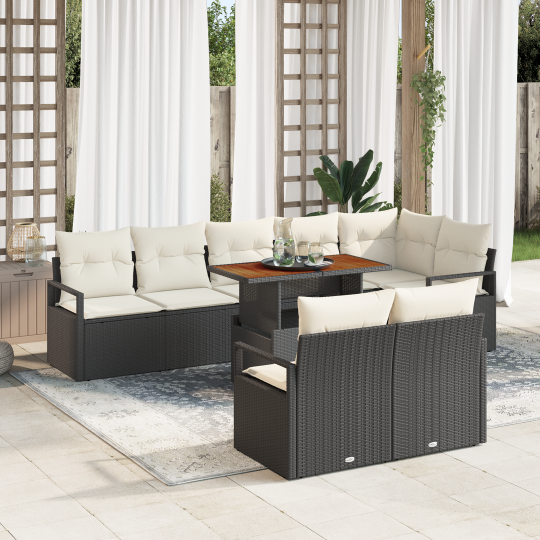 Havesofa Sæt med pude med pude 9 pcs Sort og Cream