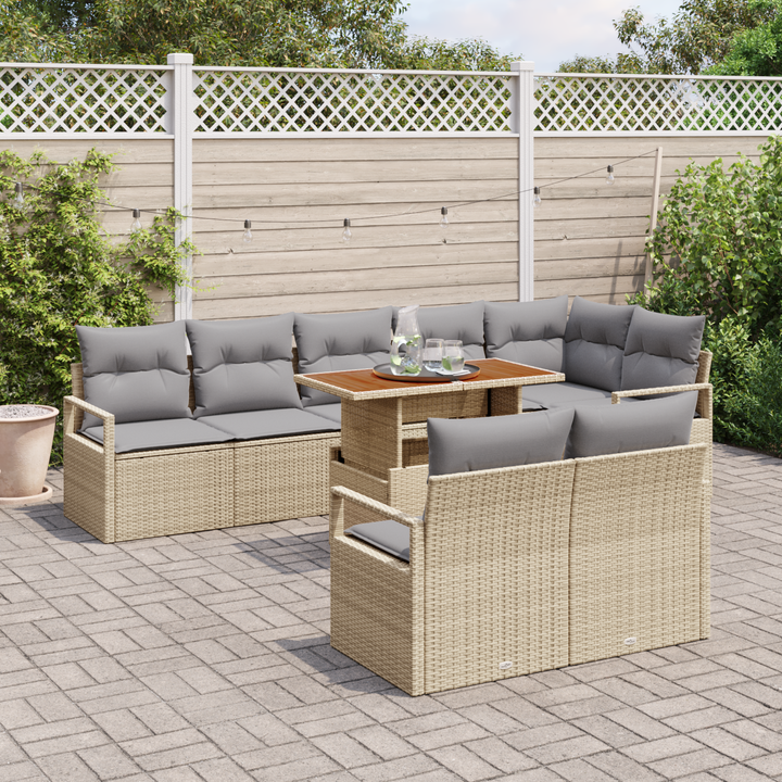 Havesofa Sæt med pude med pude 9 pcs Beige og grå