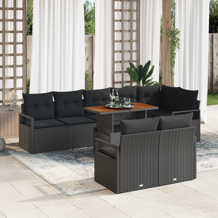 Havesofa Sæt med pude med pude 9 pcs Sort og Brunt