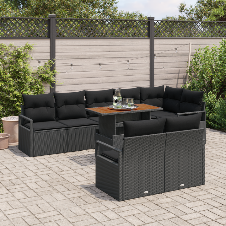 Havesofa Sæt med pude med pude 9 pcs Sort og Brunt