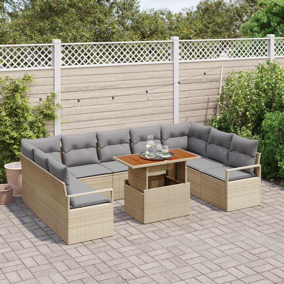 Havesofa Sæt med pude 10 pcs Beige og grå