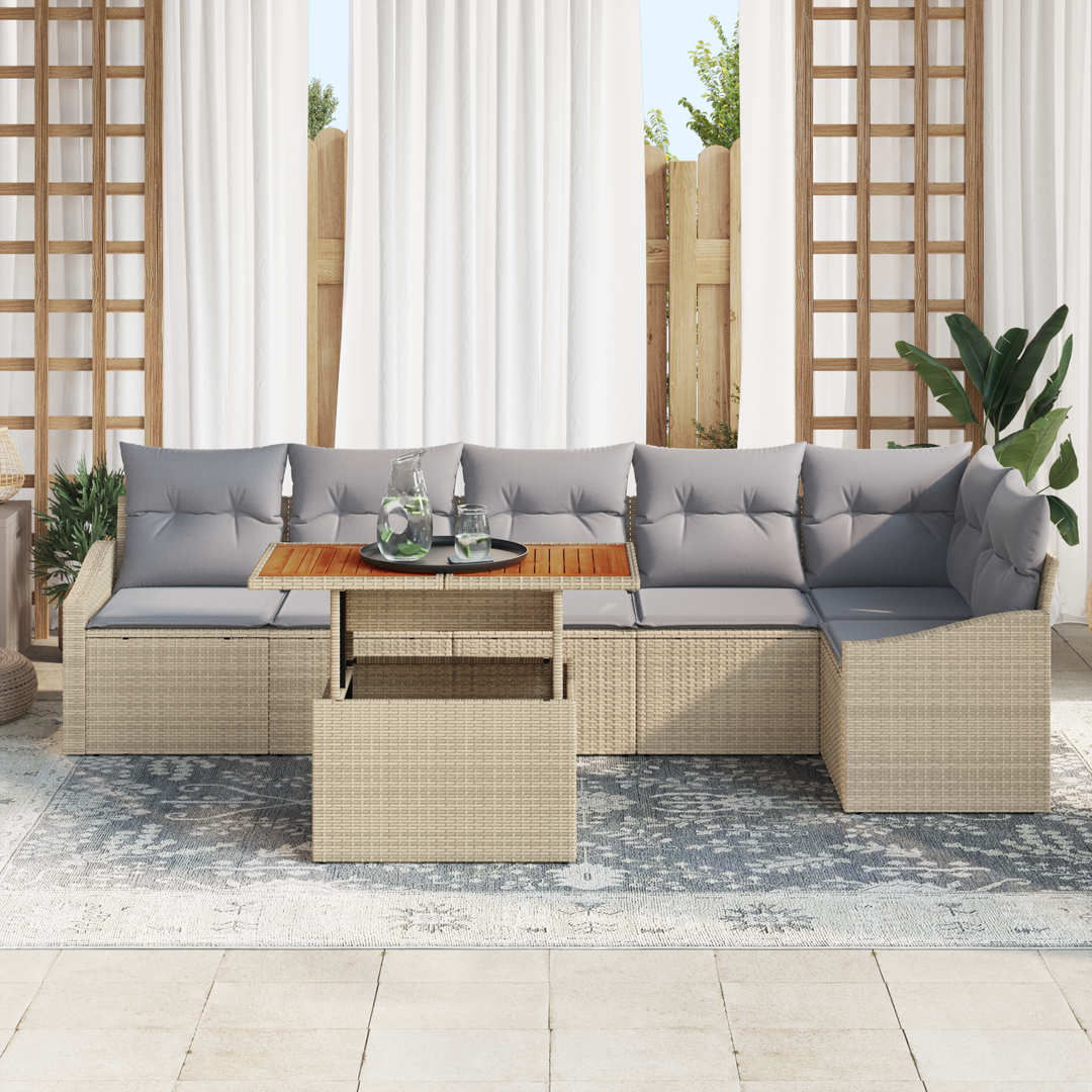 Have Spisebordssæt med pude 7 pcs Beige og grå