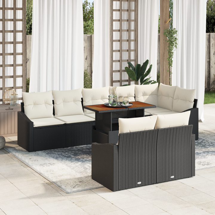 Havesofa Sæt med pude med pude 9 pcs Sort og Cream