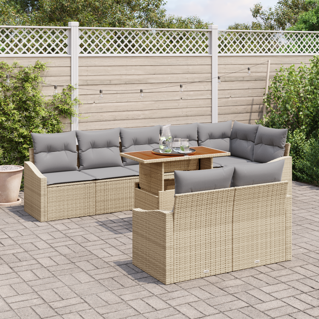 Havesofa Sæt med pude med pude 9 pcs Beige og grå