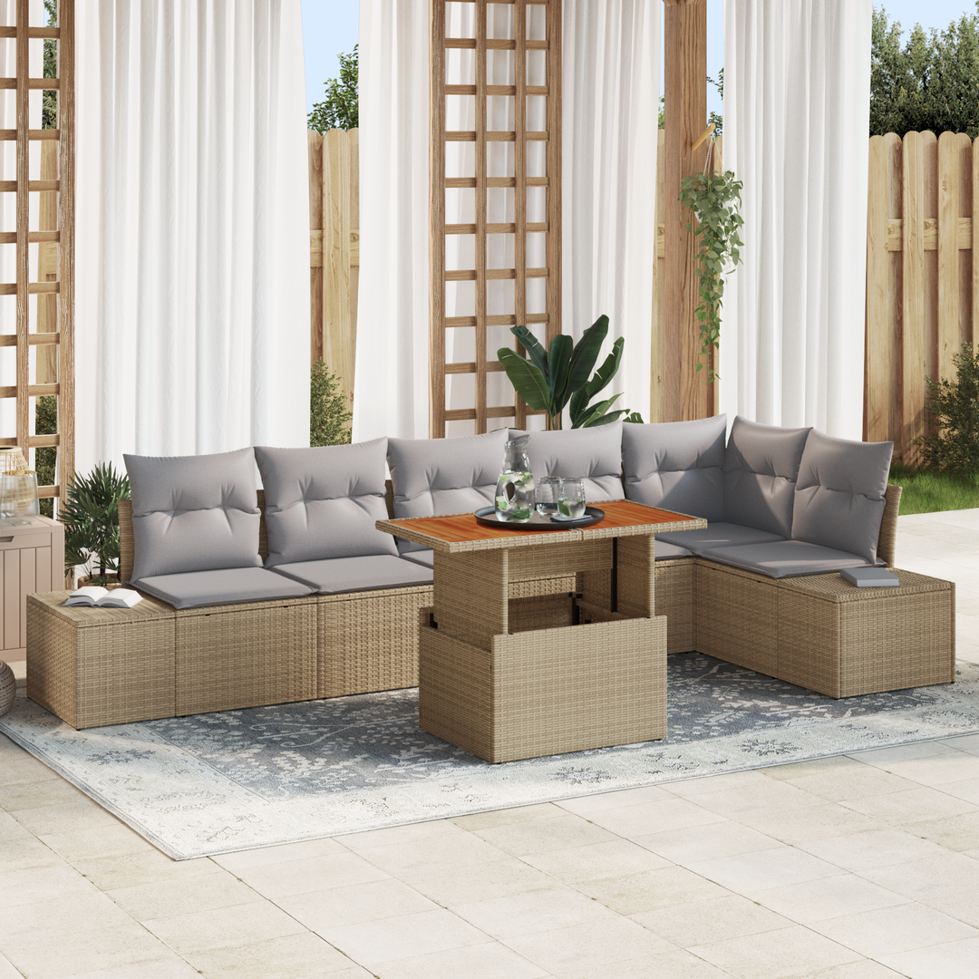 Have Spisebordssæt med pude 7 pcs Beige og grå