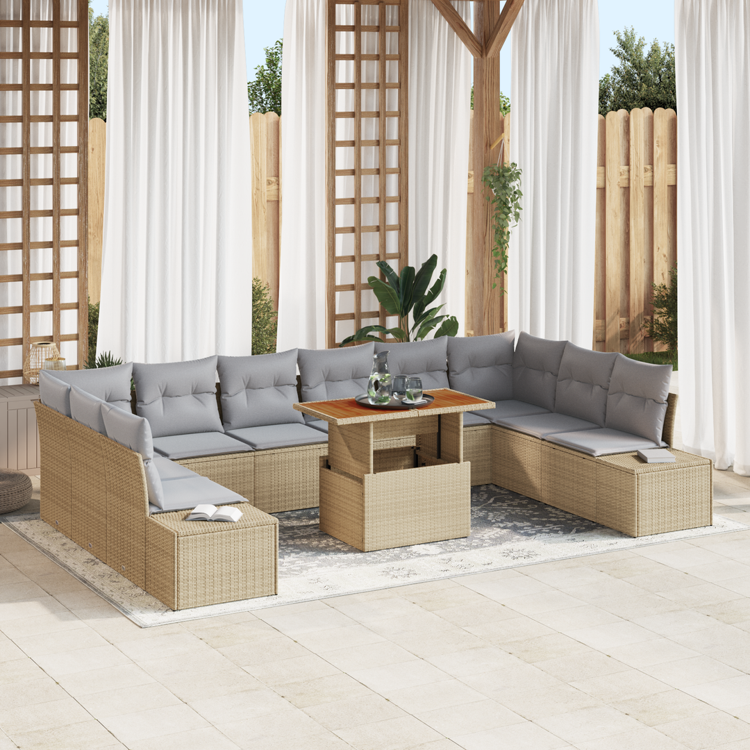 Havesofa Sæt med pude 11 pcs Beige og grå