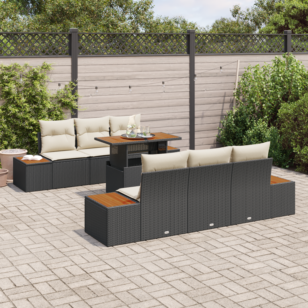 Have Spisebordssæt med pude 7 pcs Sort og Beige