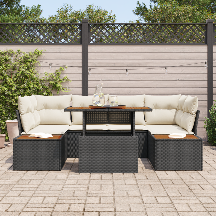 Have Spisebordssæt med pude 9 pcs Sort og Beige
