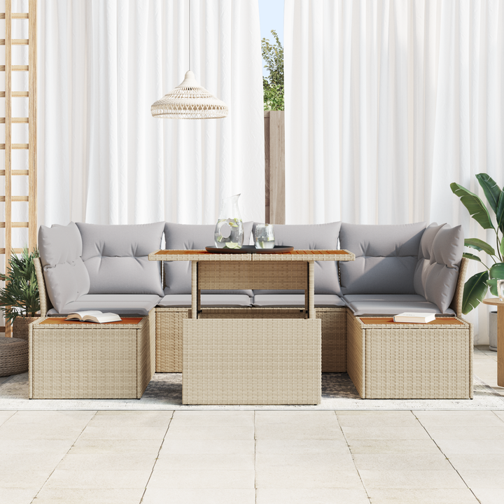 Have Spisebordssæt med pude 9 pcs Beige og grå