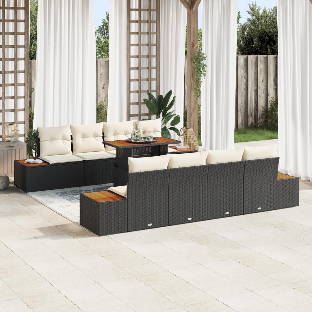 Have Spisebordssæt med pude 9 pcs Sort og Beige