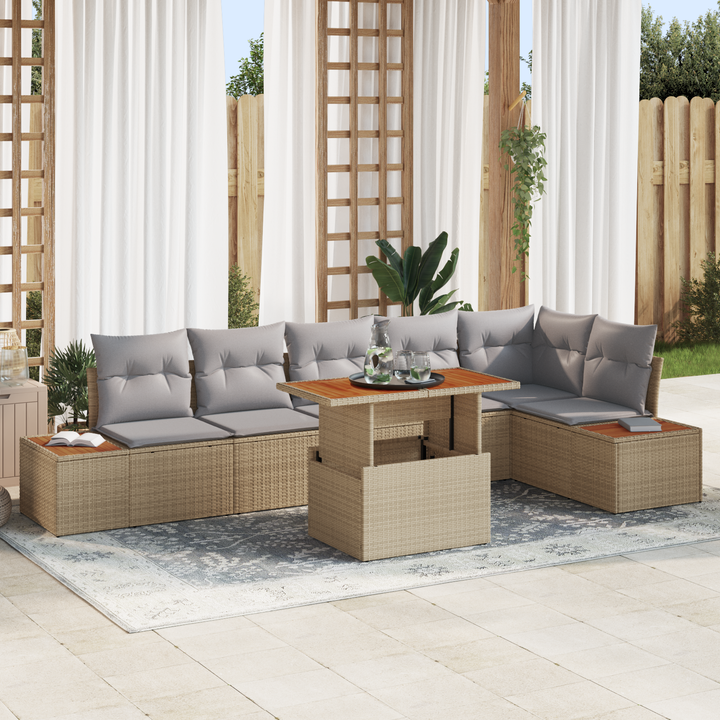 Have Spisebordssæt med pude 7 pcs Beige og grå