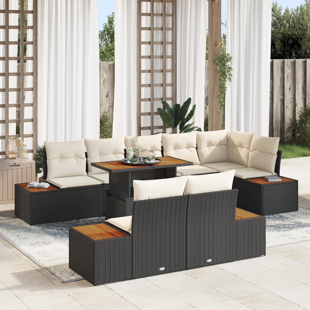 Have Spisebordssæt med pude 9 pcs Sort og Beige