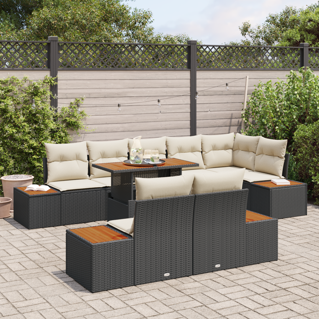 Have Spisebordssæt med pude 9 pcs Sort og Beige