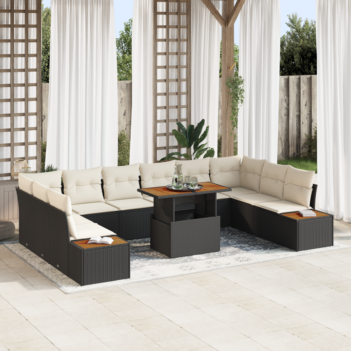 Have Spisebordssæt med pude 11 pcs Sort og Beige