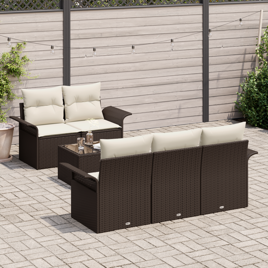 Havesofa Sæt med pude 6 pcs Brun og Creme 55 x 55 x 37 cm
