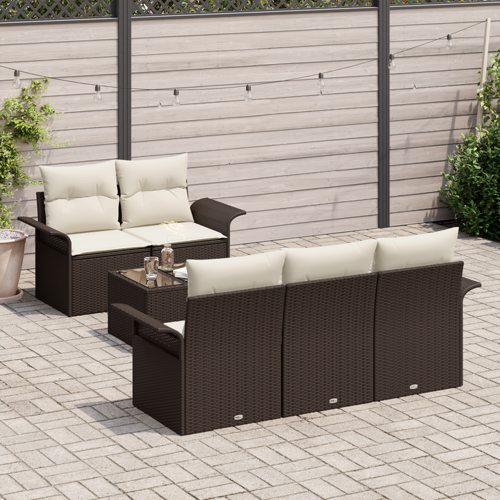 Havesofa Sæt med pude 6 pcs Brun og Creme 55 x 55 x 37 cm
