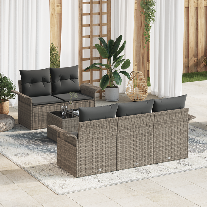 Havesofa Sæt med pude med opbevaring 6 pcs Grå 55 x 55 x 37 cm