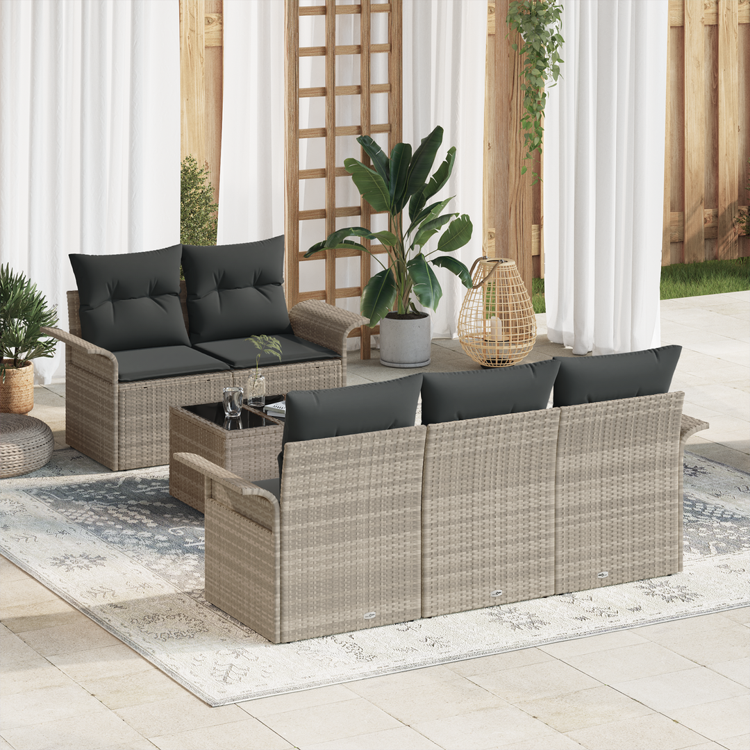 Havesofa Sæt med pude 6 pcs Lysegrå og mørkegrå 55 x 55 x 37 cm