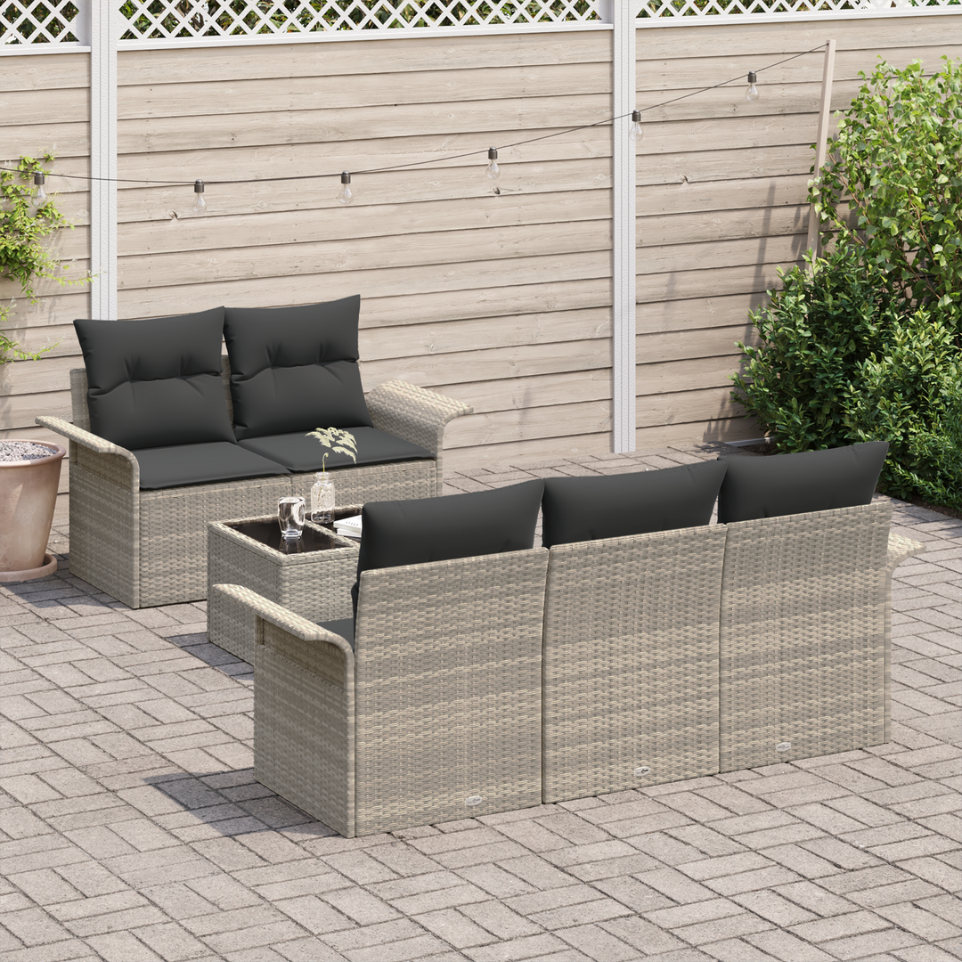 Havesofa Sæt med pude 6 pcs Lysegrå og mørkegrå 55 x 55 x 37 cm