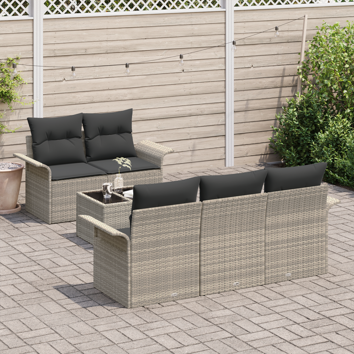Havesofa Sæt med pude 6 pcs Lysegrå og mørkegrå 55 x 55 x 37 cm