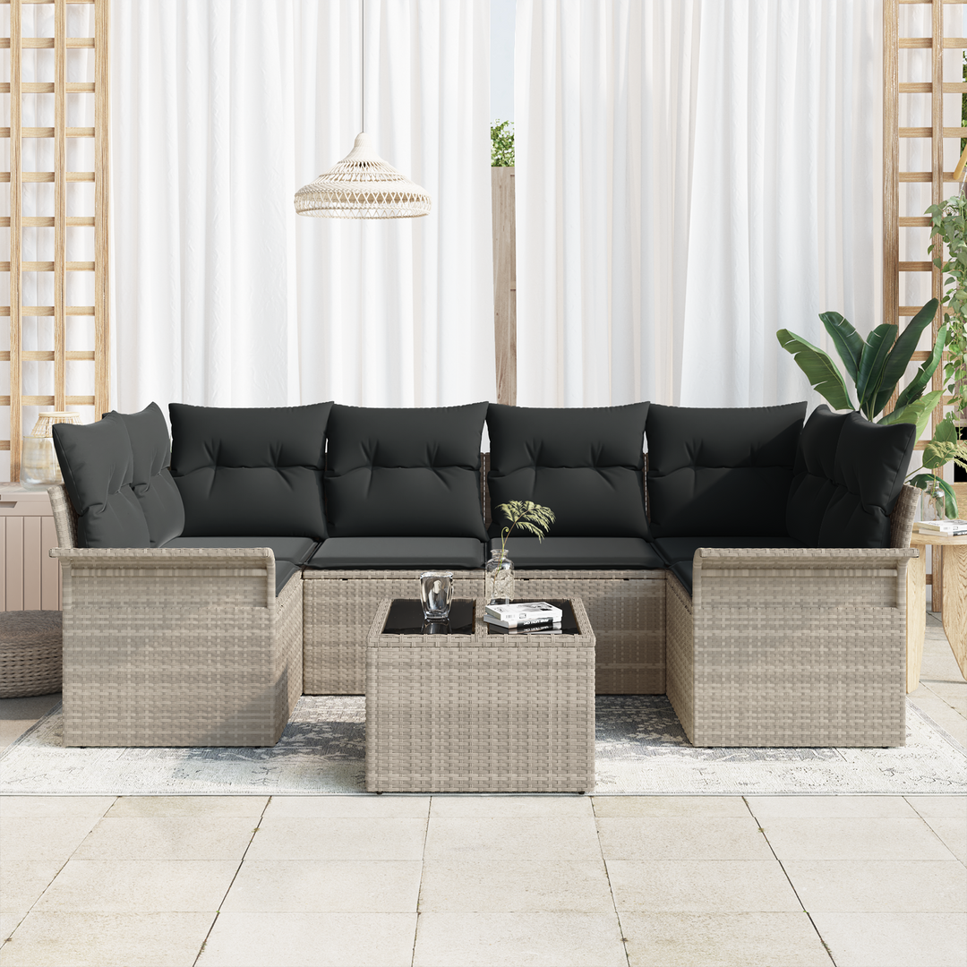 Havesofa Sæt med pude 7 pcs Lysegrå og mørkegrå 55 x 55 x 37 cm