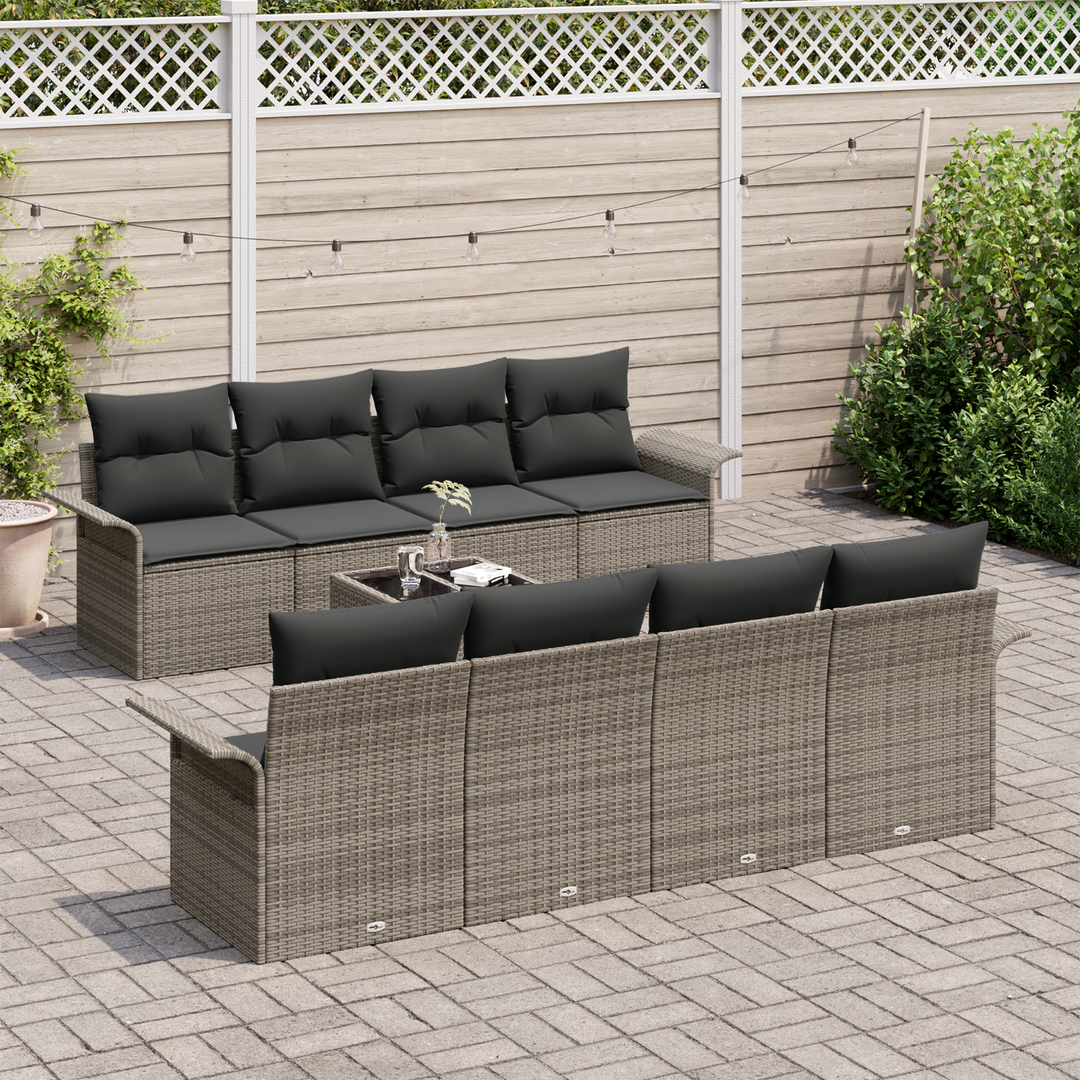 Havesofa Sæt med pude 9 pcs Grå 55 x 55 x 37 cm polyrattan