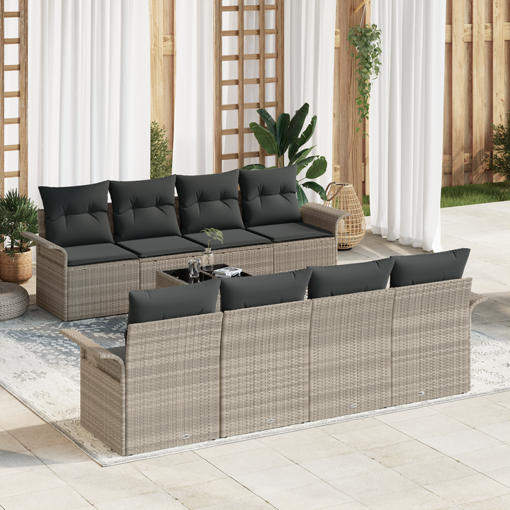 Havesofa Sæt med pude 9 pcs Lysegrå og mørkegrå 55 x 55 x 37 cm