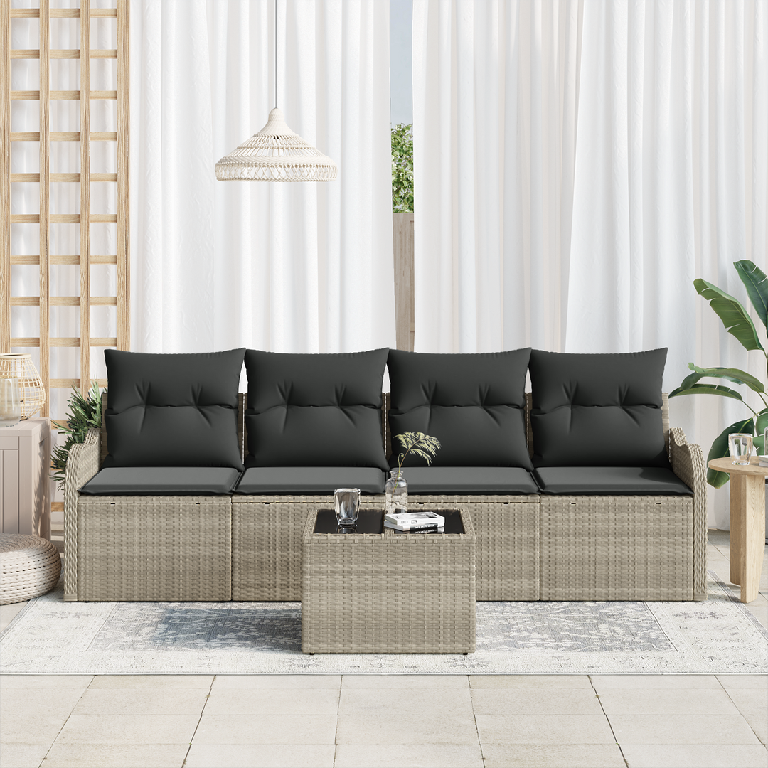 Havesofa Sæt med pude med opbevaring 5 pcs Lysegrå og mørkegrå