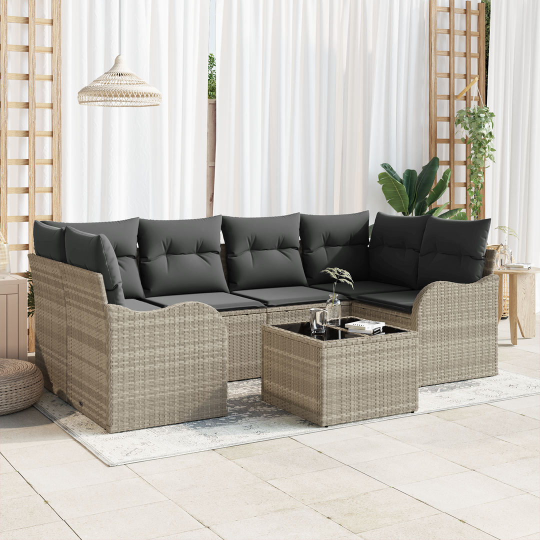 Havesofa Sæt med pude med opbevaring 7 pcs Lysegrå og mørkegrå
